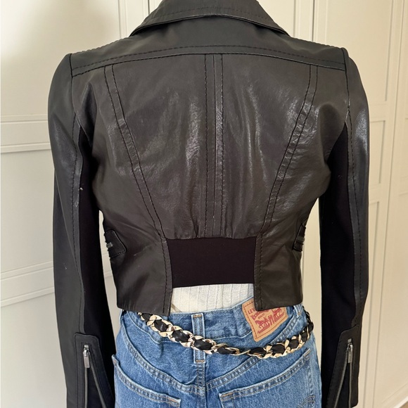 Revolve BcbgMaxAzria fitted black genuine leather jacket XXS - Picture 6 of 7